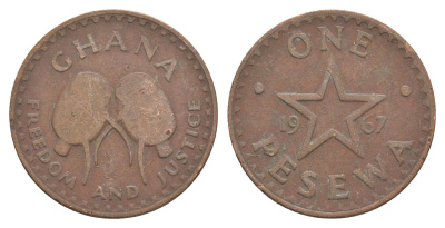 Гана 1 песева 1967 KM 13 бронза 4631-1212