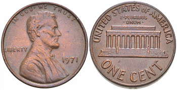 США 1 ЦЕНТ 1971 ЛИНКОЛЬН KM 201 медь цинк 44-931