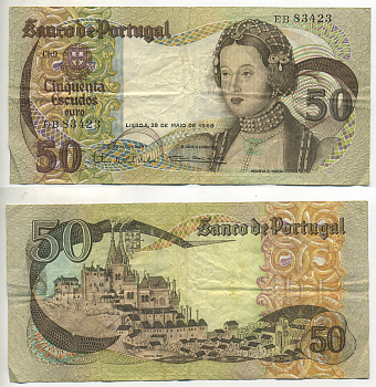 ПОРТУГАЛИЯ 50 ЭСКУДО 1968 28 МАЯ 1968, МАРИЯ АДЕЛАИДА ПОРТУГАЛЬСКАЯ Pick 174а бумага 7552-40-3