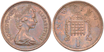 Великобритания 1 пенни 1976 Елизавета II (1952-2022) KM 915, Spink 4237 (B1) бронза 217-331
