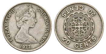 Соломоновы Острова 20 центов 1977 KM 5 медно-никель 4671-347
