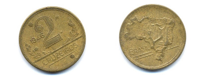 БРАЗИЛИЯ 2 КРУЗЕЙРО 1946 KM 559 алюминевая бронза 76-1011