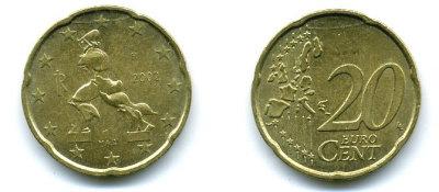 Италия 20 евроцентов 2002 KM 214 нордик 29-1233