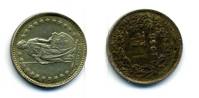 Швейцария 1 франк 1958 серебро 41-647