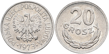 Польша 20 грошей 1973 MW KM А47, Parchimowicz 208m алюминий aUNC 4580-657