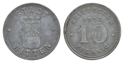 Виттен 10 пфеннигов 1917 Funck 604.2A, Men18 34499.2 цинк 4657-1054