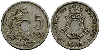 Бельгия 5 сантимов 1903 Belgique KM 46 медно-никель 4173-345