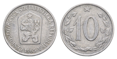 Чехословакия 10 геллеров 1965 KM 49.1 алюминий 4396-835