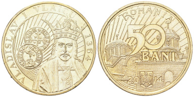Румыния 50 бань 2014 650 лет началу правления Владислава I Влайку Schon 346 никель латунь BU 183-953