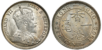 Гонконг 10 центов 1902 Эдуард VII (1901-1910) KM 13 серебро UNC 91-911