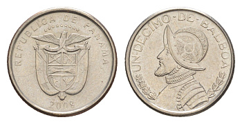 Панама 1/10 бальбоа (10 сентесимо) 2008 KM 127.1 медь плакированная медно-никелем UNC 4644-215