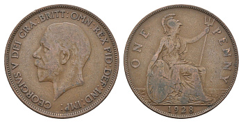 Великобритания 1 пенни 1928 Георг V (1910-1936) KM 838, Spink 4055 бронза 4661-723