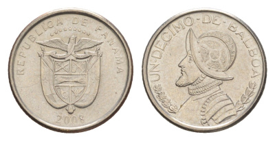 Панама 1/10 бальбоа (10 сентесимо) 2008 KM 127.1 медь плакированная медно-никелем UNC 4644-215