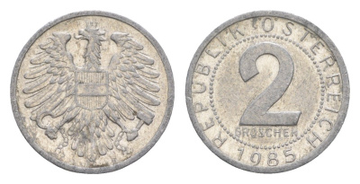 Австрия 2 гроша 1985 KM 2876 алюминий 4564-1118