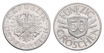 Австрия 50 грошей 1955 KM 2870 алюминий UNC 4136-824