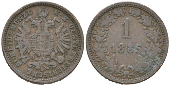 Австрия 1 крейцер 1885 Франц Иосиф I (1848-1916) KM 2187 медь 4617-366