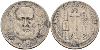 Бразилия 100 рейс 1936 Маркиз Тамандаре KM 536 медно-никель 4115-512