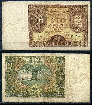 Польша 100 злотых 1934 Pick 75 a бумага 7552-11-3-2