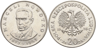 Польша 20 злотых 1976 Марсель Новотко Y 69 медно-никель 4517-1042