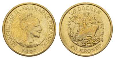 Дания 20 крон 2007 Корабли - Ледокол KM 921 алюминиевая бронза UNC 4657-1253