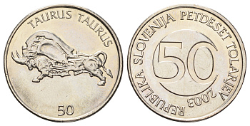 Словения 50 толаров 2003 KM 52 медно-никель UNC 4654-747