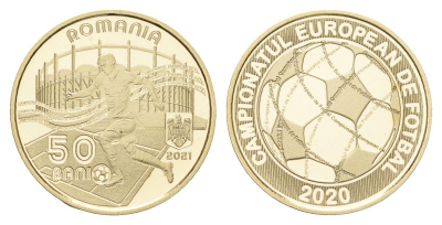 Румыния 50 бань (бани) 2021 УЕФА Чемпионат Европы по футболу 2020 KM 481 никель латунь PROOF 11-251-53