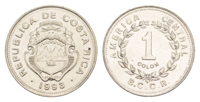Коста-Рика 1 колон 1993 KM 210 нержавеющая сталь UNC 4644-355