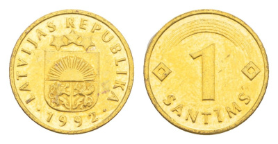 Латвия 1 сантим 1992 KM 15 сталь плакированая медью 4115-1032