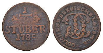 Юлих-Берг 1/2 штюбера 1785 PR, Карл Теодор (1743-1799) KM 206 медь 4622-1032