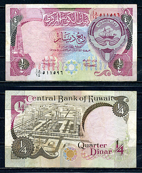 Кувейт 1/4 динара L. 1968 (1992) Pick 17 бумага 6266-15-3-1