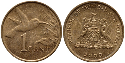 Тринидад и Тобаго 1 цент 2000 колибри KM 29 бронза 4396-1028