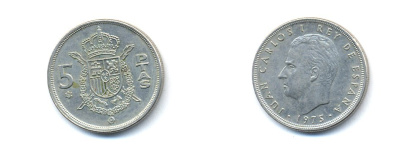 ИСПАНИЯ 5 ПЕСЕТ 1978 KM 807 медно-никель 54-1713