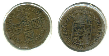 ИСПАНСКИЕ НИДЕРЛАНДЫ ФЛАНДЕРС 1 ЛИАРД 1696 KM 81.2 медь 503-322