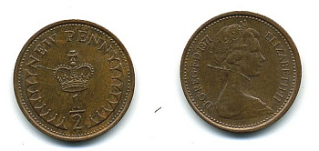 Великобритания 1/2 пенни 1971 Елизавета II (1952-2022) КМ 914, Spink 4239 бронза 4110-1648