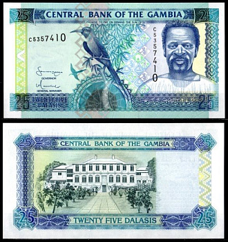 Гамбия 25 даласи ND (2001-2005) Pick 22 c бумага UNC (пресс) 7217-3-1-2