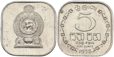 Шри-Ланка 5 центов 1978 KM 139a алюминий 4136-648
