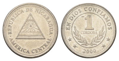 Никарагуа 1 кордоба 2000 KM 89 сталь плакированная никелем 4663-723