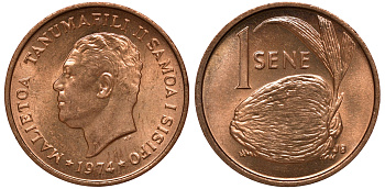 Самоа 1 сене 1974 Малиетоа Танумафили II (1962-2010) KM 12 бронза M51-11