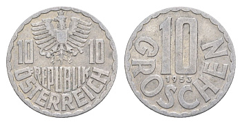 Австрия 10 грошей 1953 KM 2878 алюминий 4632-646