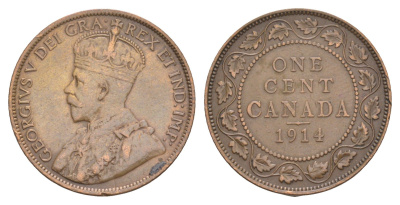 Канада 1 цент 1914 Георг V (1910-1936) KM 21 бронза 4637-812