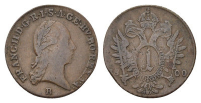 Австрия 1 крейцер 1800 B, Франц II (1792-1806) KM 2111 медь 4122-717