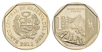 Перу 1 новый соль 2011 Богатство и гордость Перу - Мачу-Пикчу KM 346 медь цинк никель UNC 3334-551