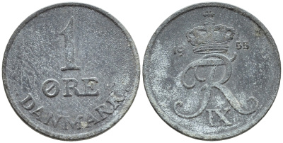 ДАНИЯ 1 ЭРЕ 1955 ФРИДЕРИК IX KM 839.1 цинк 46-1251