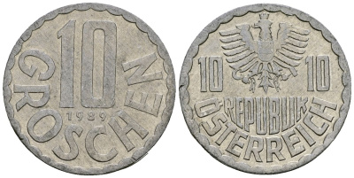 Австрия 10 грошей 1989 KM 2878 алюминий 4135-257