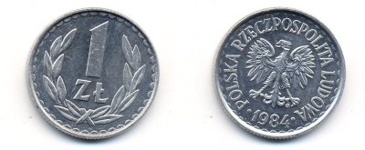 ПОЛЬША 1 ЗЛОТЫЙ 1984 MW KM 49.1 алюминий 23-1453