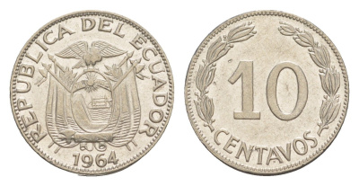 Эквадор 10 сентаво 1964 KM 76c сталь плакированная никелем 4640-1152