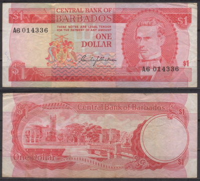 Барбадос 1 доллар ND (1973) Pick 29 бумага 6278-61-3-2