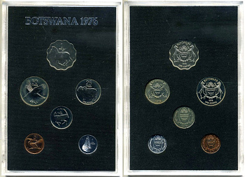 Ботсвана набор из 6 монет 1976 в пластике KM PS 1 (KM 3-8) PROOF 5-4-4-5