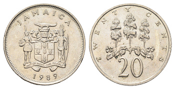 Ямайка 20 центов 1989 KM 48 медно-никель aUNC 4661-1122