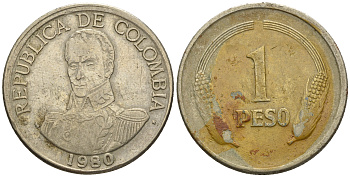 Колумбия 1 песо 1976 Симон Боливар KM 258.2 медно-никель 4610-253